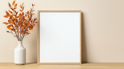 Minimalist Frame with Autumn Leaves Decoration