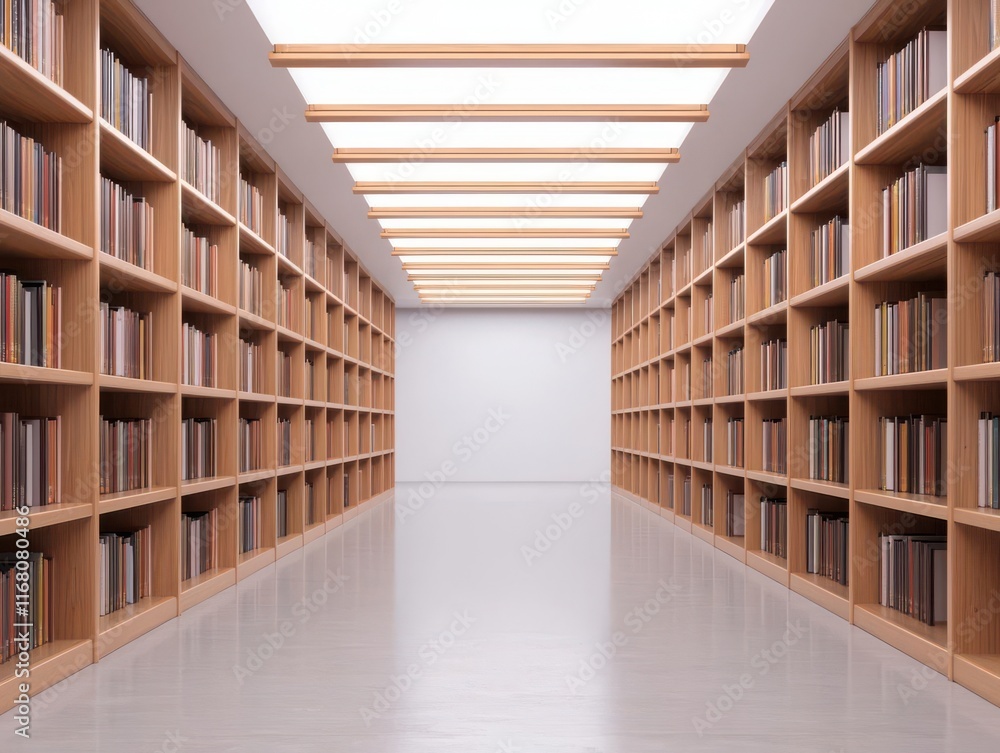 Poster smart library concept. a library shelving system that integrates directly with e-book lending platfo