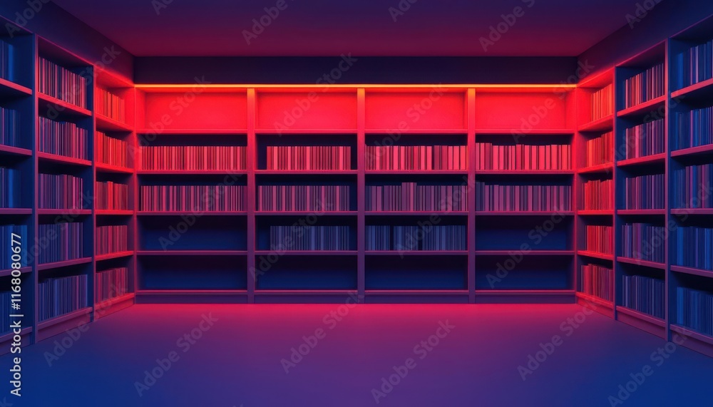 Aufkleber smart library concept. shelving integrated with sensors that notify librarians about misplaced or in