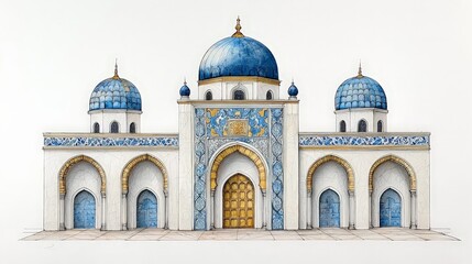 Fototapeta premium Moorish Palace Architectural Drawing Artwork