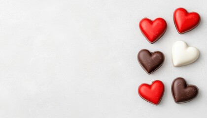 Fototapeta premium valentine theme concept. A playful chocolate game set featuring heart-shaped tokens and sweet rewards for a couple s Valentine s party, chocolate gifts, interactive celebration treat