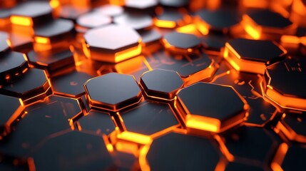 Obraz premium artistic hexagonal connection with orange color