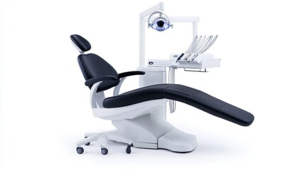Modern dental chair designed for patient comfort and dental procedures.