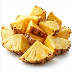Pineapple cut into wedges isolated on white background