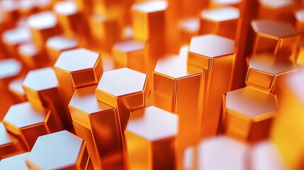 Fototapeta premium artistic hexagonal connection with orange color