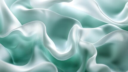 Flowing Wave Lines Ripple on Teal and White Gradient Background