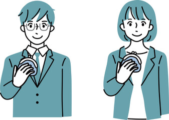 お財布を持つ男女
