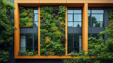 Urban Greenery: A Modern Building with Lush Vertical Garden