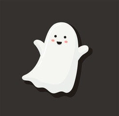 Cute Halloween Ghost on black background. vector illustration