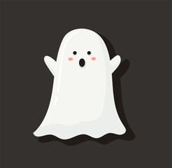 Cute Halloween Ghost on black background. vector illustration