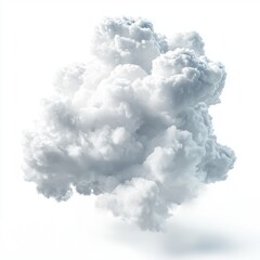 White Fluffy Cloud Isolated on White Background, Perfect for Use in Design Projects or Illustrations of Nature and Weather