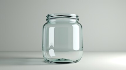 A classic clear glass jar on the beautifull empty background