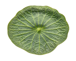 vibrant green Victoria amazonica lily pad with intricate vein patterns isolated on transparency background, showcasing its natural beauty and unique texture