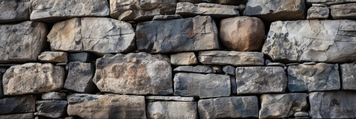 Fototapeta premium Textured Stone Wall Background Featuring Natural Raw Materials in a Chaotic Arrangement for Artistic and Creative Projects