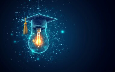 Lightbulb with graduation hat