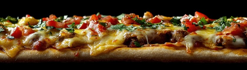 Artisan Pizza Slice with Gooey Cheese Pull A Delicious Comfort Food Experience Captured with Fine Food Photography and Natural Light