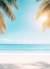 Fototapeta premium Summer Vacation Background with Golden Sand and Blue Sky