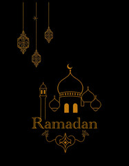 Printable pattern for wall decorations, covers, wallpapers, greeting cards on the occasion of a Muslim holiday. Ramadan . Oil painting