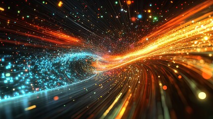 Naklejka premium An abstract representation of fast data transport and encryption in motion for a secure Internet of Things network