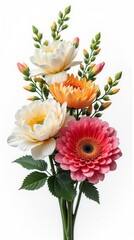 Obraz premium Flower Arrangement Or Bouquet Colorful Spring Flowers Isolated On White Background
