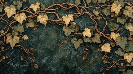 Serene Leaf Silhouettes: Abstract Green Gradient Background with Bokeh Effect