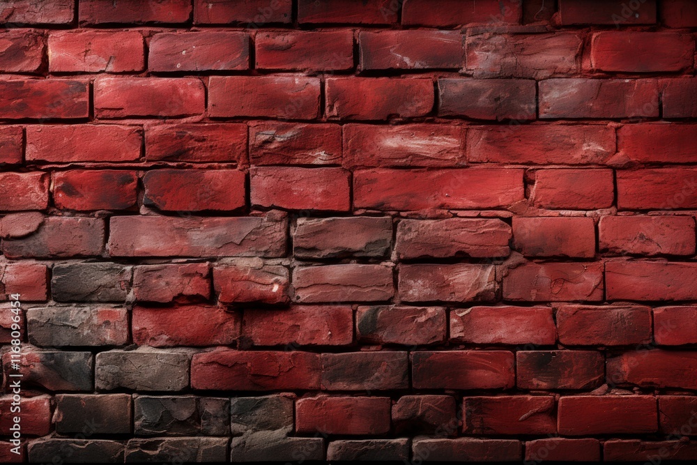 Poster old red brick wall with raw texture and chaotic appearance, capturing the essence of rustic architec