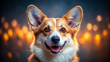 Obraz premium Adorable Curious Corgi Puppy Tilted Head, Shallow Depth of Field Dog Portrait