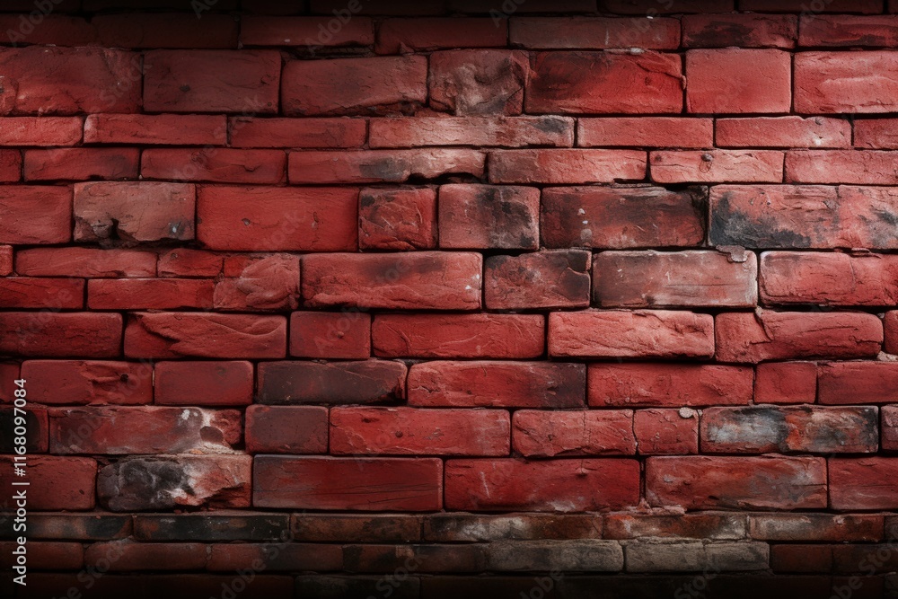 Poster old red brick wall in chaotic style, raw texture and color presentation for artistic and background 