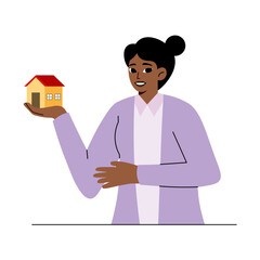 Real Estate Agent and Investment Woman with House Model