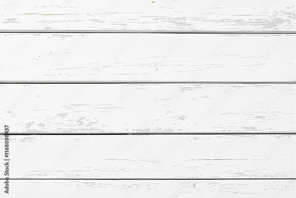 Poster rustic white wooden planks with a worn texture, horizontal alignment on a neutral white background. 