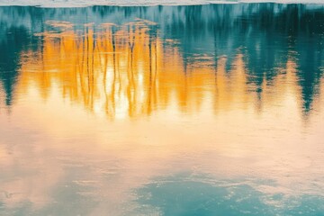 Golden sunset reflected on tranquil water, creating a serene and beautiful scene.