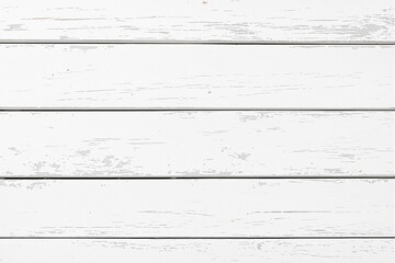 Rustic white wooden planks with a worn texture, horizontal alignment on a neutral white background. Ideal as a background concept. Ai generative