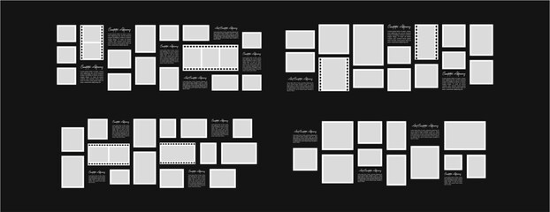 Fototapeta premium Pictures or photos frame collage layout abstract photo frames and digital photo wall template