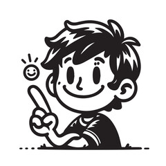 Obraz premium A cartoon drawing of a cartoon character with a big smile black color silhouette isolated white background