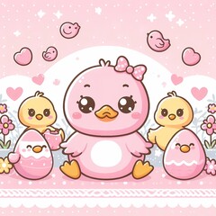 Quirky Duck on Pink Canvas with Pink Background