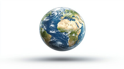 Fototapeta premium photorealistic 3D Earth floating in space, showcasing continents and oceans, evokes sense of wonder and beauty. vibrant colors highlight planet natural features