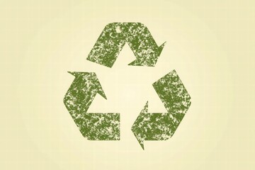 A green, textured recycling symbol on a light background, representing sustainability and environmental awareness.