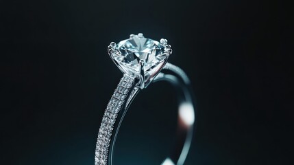 Captivating diamond engagement ring studio jewelry photography dark background close-up luxury concept