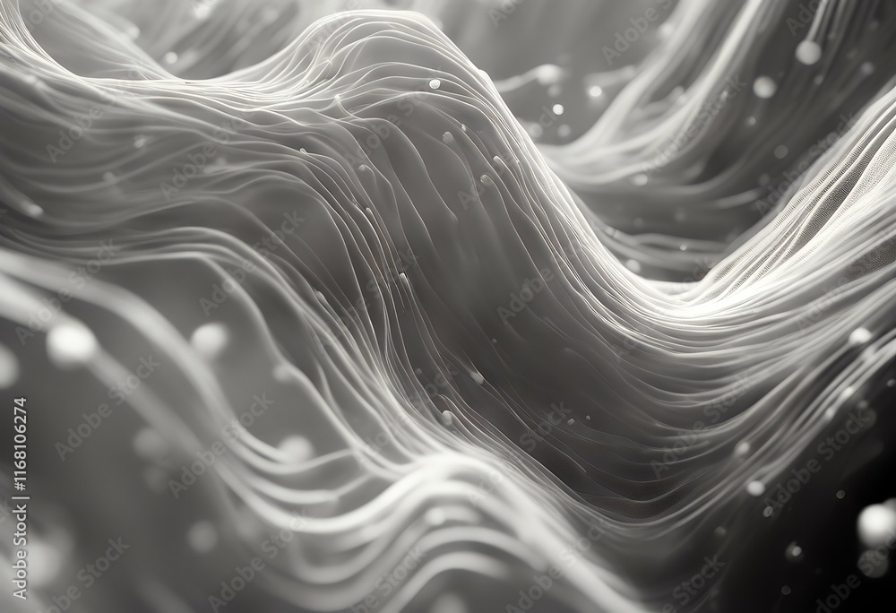 Poster background digital big visualization data white abstract dynamic wave . futuristic particles