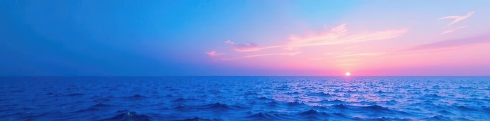 Abstract blue landscape, gradient sky to deep ocean hues, ocean, water, mystical