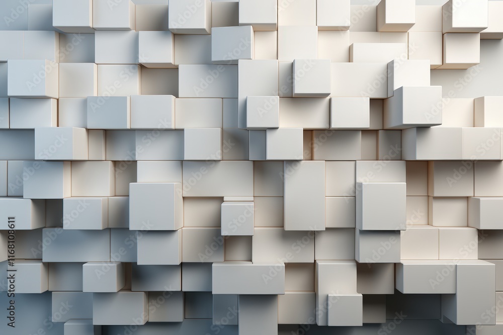 Poster various 3d blocks neatly organized to construct a wall with intriguing depth and texture for creativ