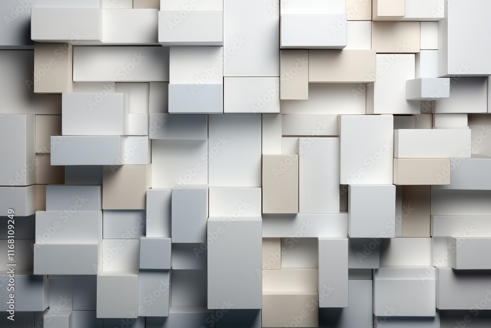 Poster various 3d blocks neatly organized to create a unique wall texture for modern and contemporary desig