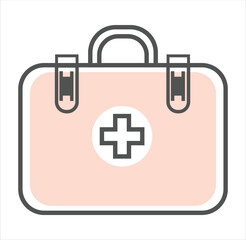 Medical bag Icon Vector Illustration on the white background, Medical emergency equipment, First aid icon.