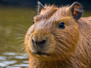 close up of a capybara