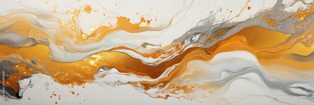 Poster elegant white and gold marble texture with fluid patterns ideal for backgrounds in design projects a
