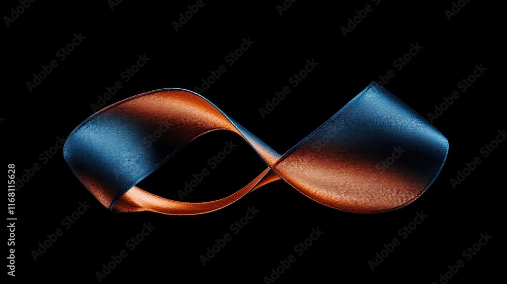 Poster dynamic infinity loop sculpture art installation indoor space abstract design close-up view modern a