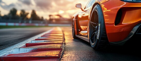 Sunset Race Track: Orange Supercar's Fiery Finish