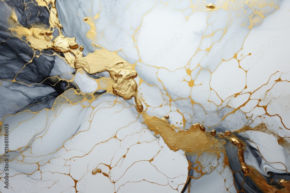 Poster elegant white and gold marble texture with intricate patterns great for backgrounds or creative desi