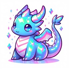 Fototapeta premium Vibrant Dragon Fantasy on White Background