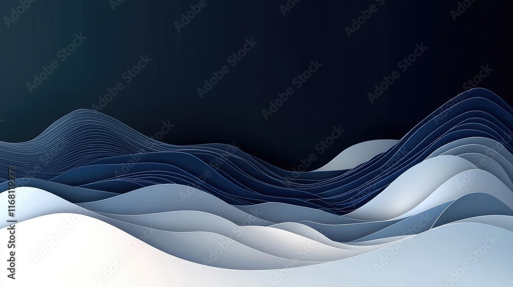 Poster burst abstract background idea. abstract waves in shades of blue and white create a calming, modern 